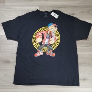 Popeye T-Shirt Men's 2XL Black short Sleeve Graphic New